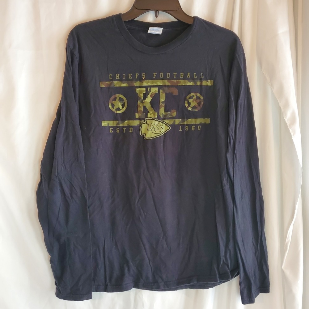 NFL Kansas‎ City Chiefs Shirt Men's Mediu Camo Military Logo Long Sleeve